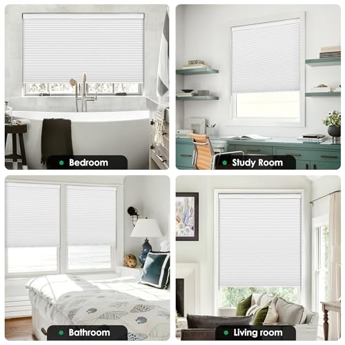 No Drill Cordless Cellular Blackout Shades - White, 46x64 Inches Variation of Blackout-White / 46 W x 64 H