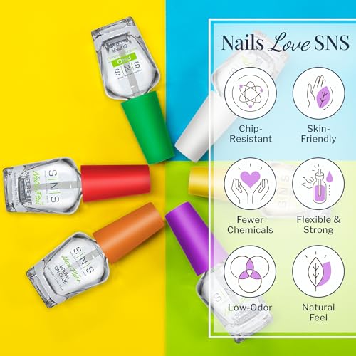 SNS Dip Powder Bases and Sealers Set - 5 Pack, 0.5 Fl Oz Each - Healthy Nail Care