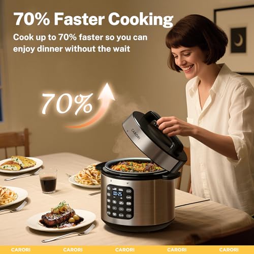 CARORI 8 Qt 9-in-1 Electric Pressure Cooker with IMD Touchscreen, Non-Stick Pot