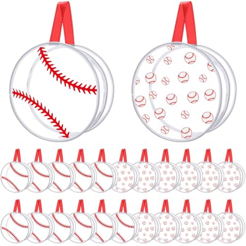 24 Pcs Baseball Clear Makeup Bag with Zipper Bulk Sport Goodie Clear PVC Pouch Organizer Waterproof Travel Case for Woman Team Gifts Birthday Decorations Supplies