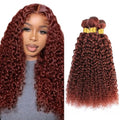 Copper Curly Wave Human Hair Bundles - Color 33, 24-28 Inch, 300g Set - Reddish Brown, Brazilian Virgin Remy