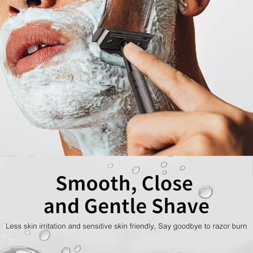 Double Edge Safety Razor for Men and Women, Stainless Steel Single Blade Metal Razor, with 10 Double Edge Blades, Smooth Close Gentle Shave, Plastic Free Zero Waste Shaving, Black
