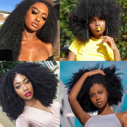 Afro Kinky Curly Human Hair Bundles 12 Inch Natural Color - Variation of Afro Kinky Curly Bundles 1b / 12 Inch