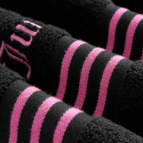 Juicy Couture Black and Hot Pink Border Bath Towels 6-Piece Cotton Set - Quick Dry
