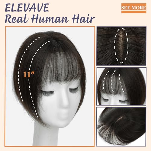 10 Inch Dark Brown Human Hair Topper for Women Thinning Hair - Natural Fullness