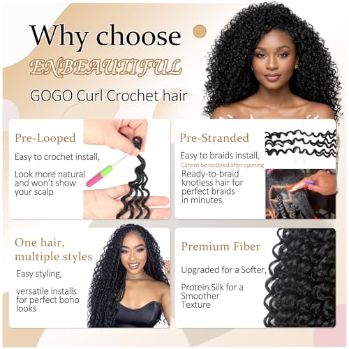 12 Inch Curly Crochet Hair for Black Women - 4-in-1 Deep Wave Pack of 7 - 1B