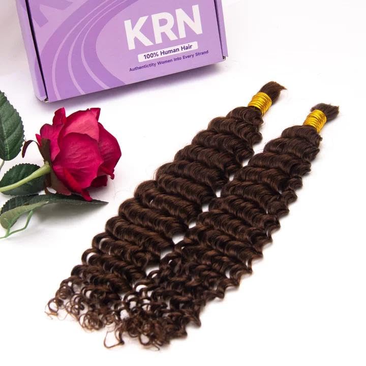 Human Braiding Hair Set 16 Inch #4 Deep Curly Virgin Brazilian Hair for Boho Braid