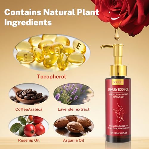 Body Firming Oil for Crepe Skin - After Shower Oil for Women, Tightening & Hydrating Treatment for Arms, Legs, Stomach & Body, Natural Formula for Dry Skin, Lightweight & Non-Greasy, 4.06 FL OZ-2Pack