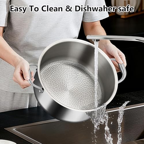 9.45 Inch Titanium Nonstick Soup Pot - Hammered Induction Cookware for All Stoves