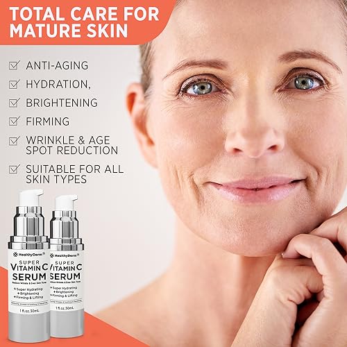 Vitamin C Serum for Women Over 70 - Hydrating, Lifting & Wrinkle Reduction 1 Oz Pack of 2