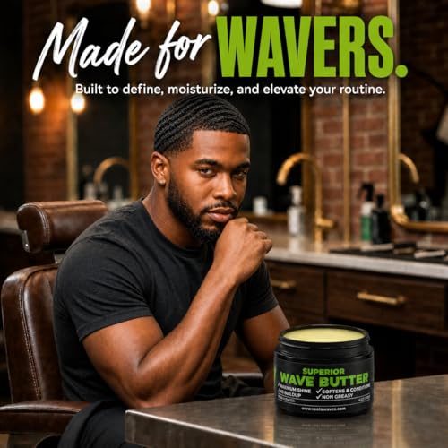 Veeta 360 Wave Butter & Pomade for Men – Non-Greasy Wave Cream with Shea & Tangerine Oil, 4 oz