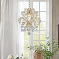 Bestier Gold Modern Pendant Chandelier with Crystal Raindrops - D13" x H16" Ceiling Light for Dining & Living Room