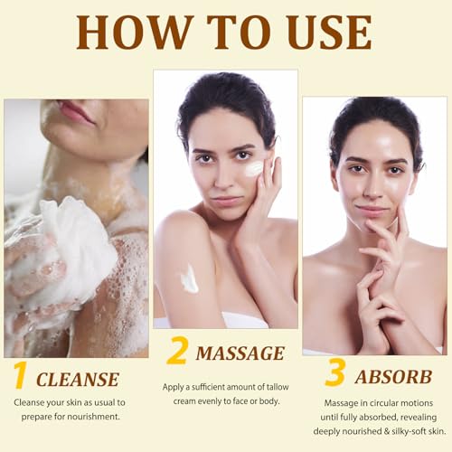 ELBBUB Whipped Tallow Face & Body Moisturizer 4.2 Fl Oz Pack of 2 - Natural Honey & Beeswax, Unscented, Fast Absorption