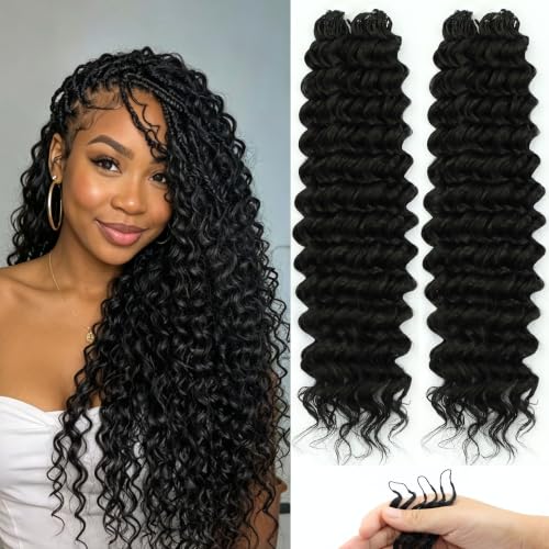 16 Inch Curly Feather Crochet Hair Extensions - 100 Strands, 1B
