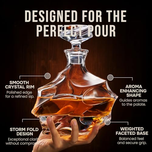 Japanese Crystal Whisky Decanter 750ml - Storm-Inspired Lead-Free Glass Gift for Men