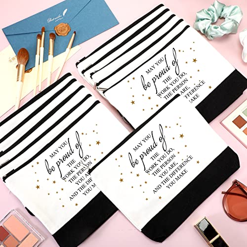 Roowest Inspirational Makeup Bags Bulk 20 Pack White Proud Gift for Women & Employees
