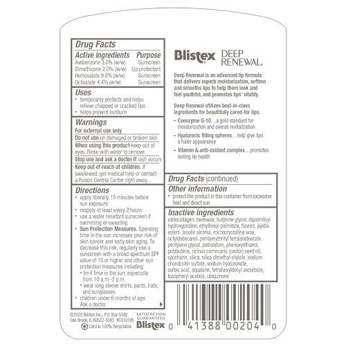 Deep Renewal Anti-Aging Lip Balm Pack of 6 with SPF 15 - Moisturizes & Softens Lips