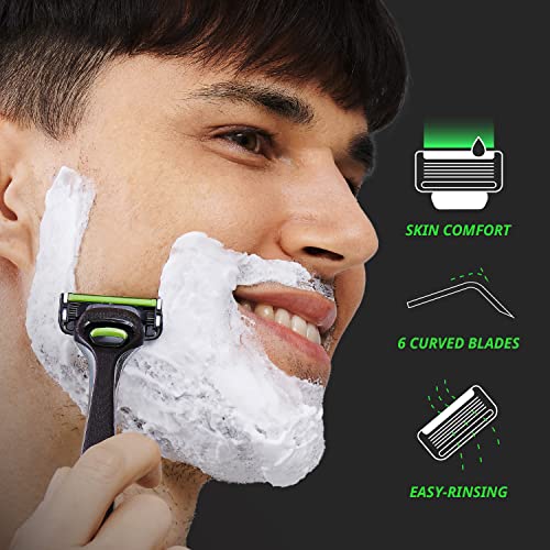 Men's Razor Grooming Kit with 2 Ergonomic Handles & 8 Blades – Complete Shaving Set