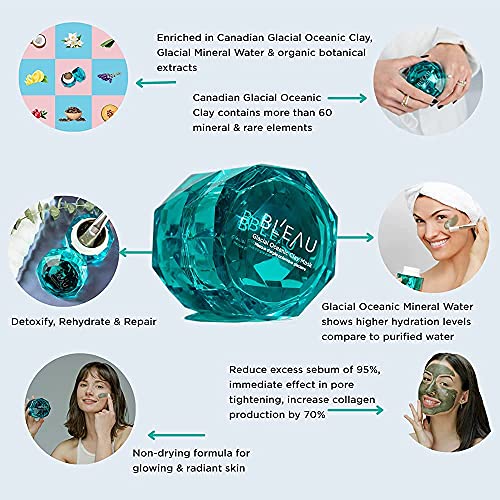 Bl'eau Glacial Oceanic Clay Mask - NSF Certified - Detox/Rehydrate/Repair, 50 g ? Net Wt. 1.8 oz