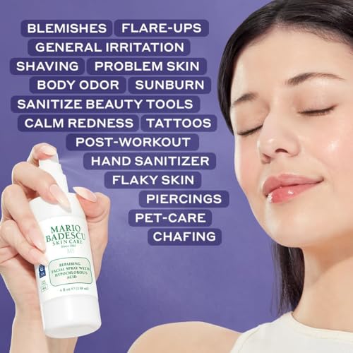 Hypochlorous Acid Facial Spray with Aloe Vera - 4 Fl Oz Pack of 2, Soothes Irritated Skin