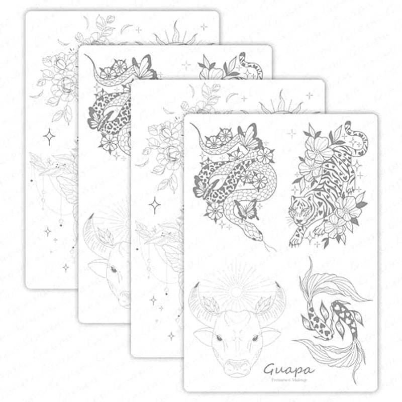 2pcs Silicone Pre Printed Tattoo Practice Skin with 9 Exquisite Tattoo Designs