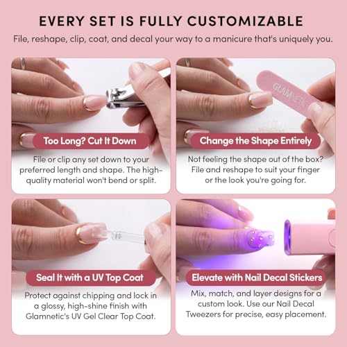 Glamnetic Sea Star Short Almond Press-On Nails Kit - Glossy Fake Nails, 30 Pc