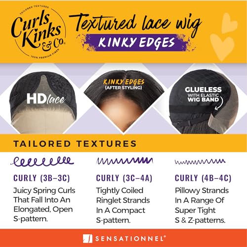 Kinky Wand Curl Synthetic Wig - 20 Inch, Jet Black, HD Lace, Glueless