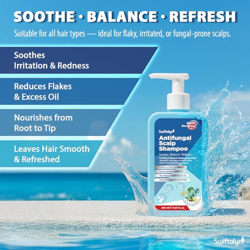 Swiftalyn Herbal Fresh Antifungal Shampoo for Seborrheic Dermatitis & Dandruff – Soothes Itchy Scalp