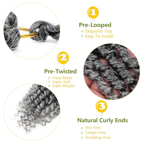 Fulcrum Passion Twist Crochet Hair 8 Inch - Tgray# - 8 Packs Prelooped for Black Women