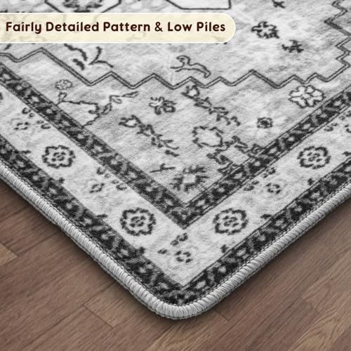 LBRO2M Gray 9x12 Machine Washable Pet-Friendly Area Rug - Low Pile, Non Slip