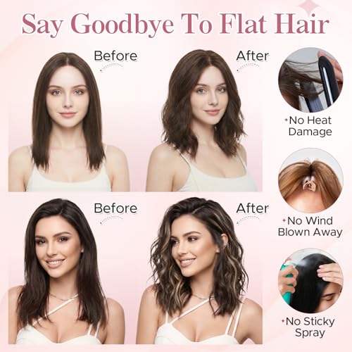 Clip in Hair Extensions 2PCS Short Human Hair Fill-Ins 6 Inch #1B Natural Black