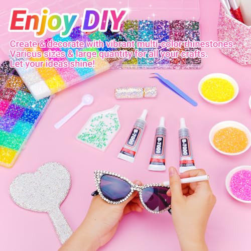 84-Color Rhinestone Bedazzling Kit with Glue for Crafts & DIY Jewelry