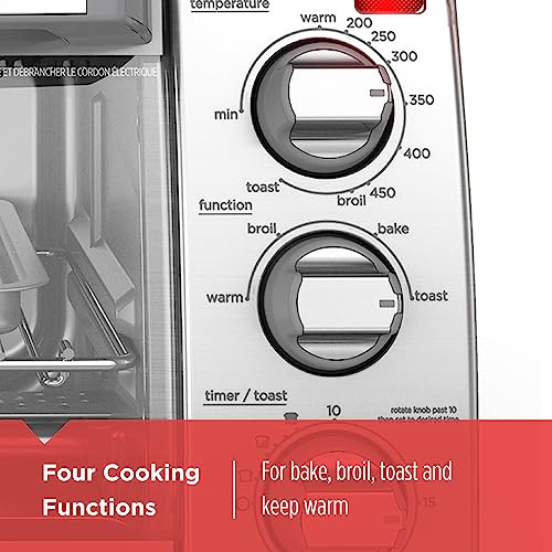 Toaster Oven 4-Slice Countertop Toaster Oven with 4 Functions – Removable Crumb Tray