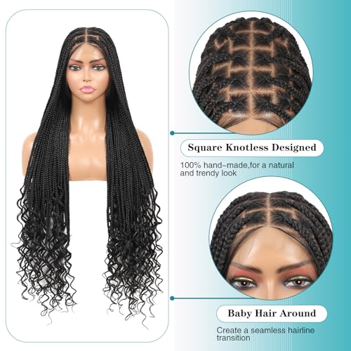 Kalyss 360° Full Lace Knotless Box Braided Wig with Baby Hair - Black 36 Inch