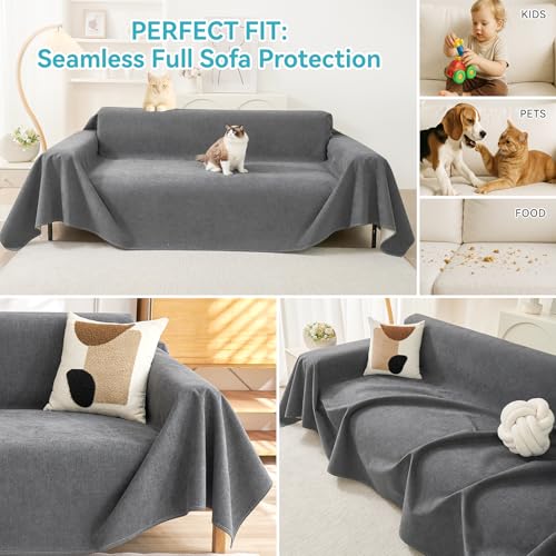Pet Couch Protector Waterproof Anti-Slip Sofa Cover - 91x150 Dark Grey
