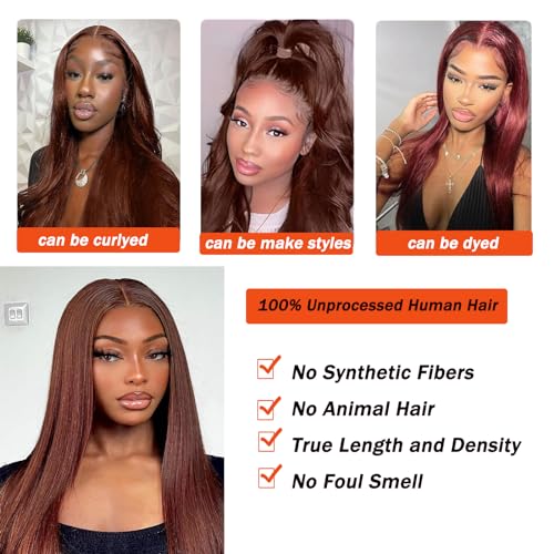 Chocolate Brown Closure 4x4 Swiss Lace Straight Wavy Human Hair Extensions 16 Inch - Variation: ST