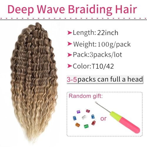 Ocean Wave Crochet Hair Extensions 22 Inch Loose Wave Braiding Hair - T10/42 - 3 Packs