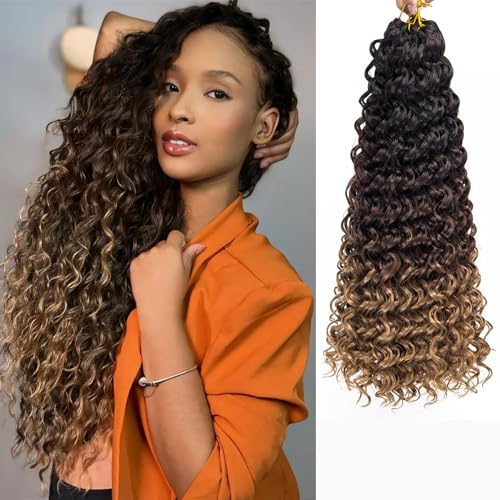 QRHSUKA 9 Packs Curly Crochet Hair 18 Inch GoGo Curl for Women - 1B/30/27