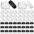 Meanplan 100 Pcs 1 oz Plastic Containers with Lids, Clear Round Leak Proof Cosmetic Jars with Lid, Wide Mouth Refillable Small Storage Containers for Lotion, Cream, Ointments, Makeup, Travel Storage