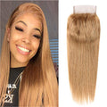 Isufer 10 Inch Honey Blonde Closure 4x4 Swiss Lace Pre Plucked Baby Hair Brazilian Virgin Straight HD Lace