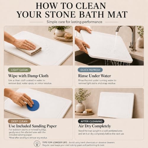 White Linea 2-Pack Diatomaceous Earth Bathroom Mats - Quick Dry Non-Slip Stone Bath Rugs