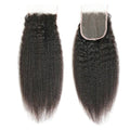 12 Inch Human Hair Lace Closure 4x4 Kinky Straight Natural Color Free Part