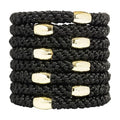 Black Hair Ties with Gold Bead for Thick Hair, Grab & Go Ponytail Holders, 8 Pack, Black | Gold Bead, Thick No-Crease Bands with Strong Hold, Damage-Free Design | L. Erickson