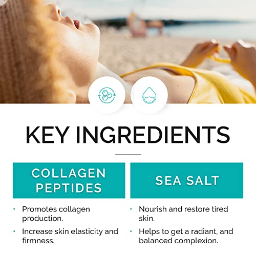 Vitamins and Sea Beauty Sea Salt and Collagen Peptides Serum, Anti-Aging Firming, Plumping, Smoothing Face Serum for Fine Lines and Wrinkles, Sagging Skin, 2 Fl Oz
