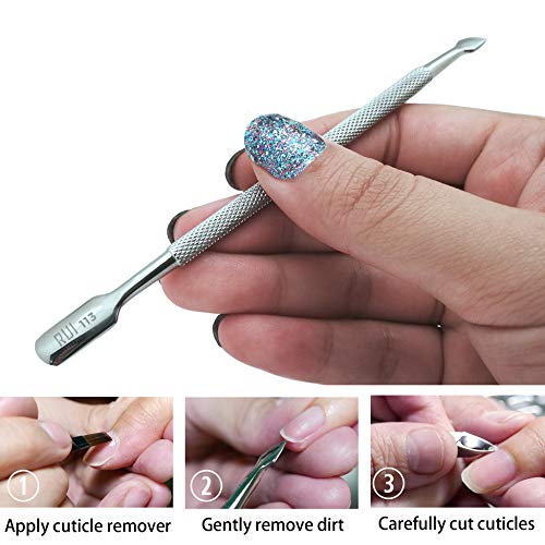 Rui Smiths Professional Double Ended Stainless Steel Metal Pusher (Cuticle Pusher) Bundle - Styles No. 104 and 106