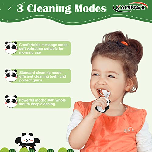 Kids U Shaped Electric Toothbrush for Ages 2-12 - Panda Design, Black, Rechargeable, Waterproof, 60S Timer