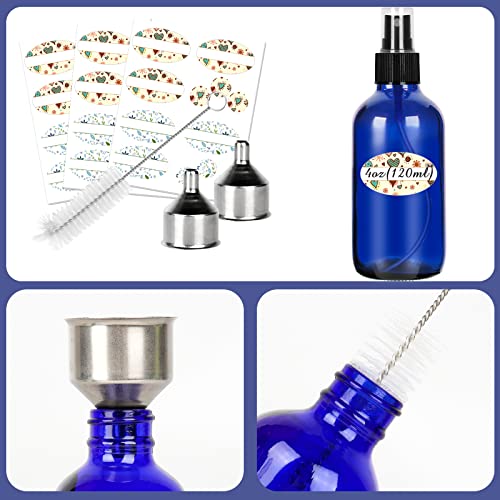 CycleMore Blue Glass Spray Bottles 16 Pack, 4oz Fine Mist Reusable Travel