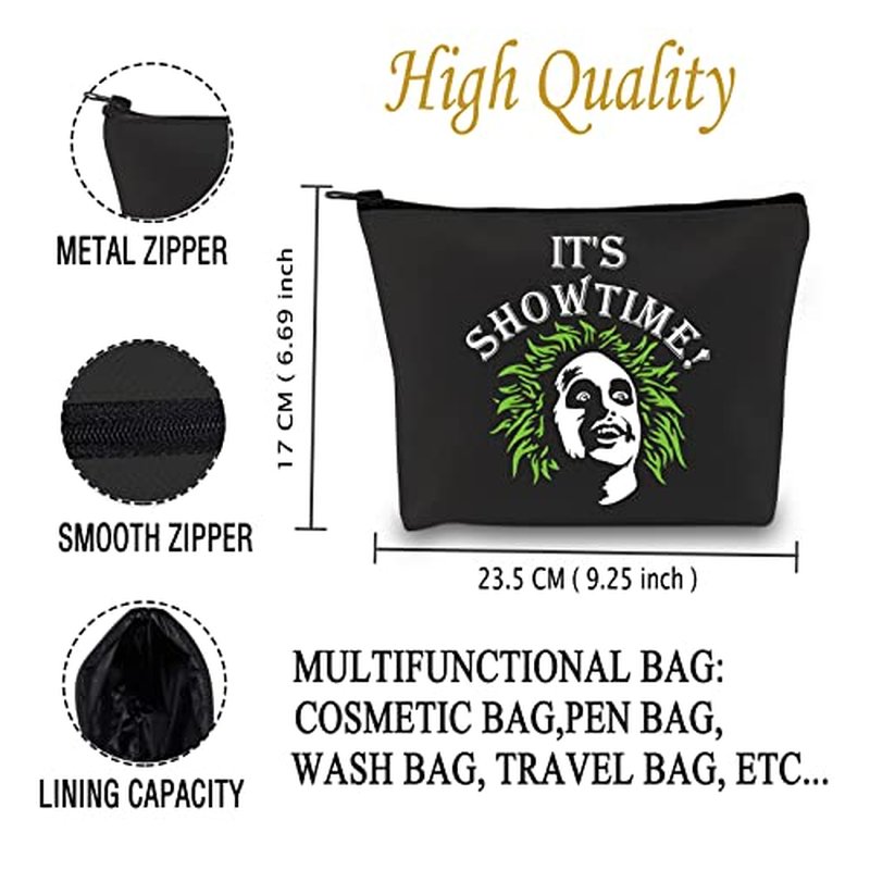 JXGZSO Ghost Movie Gift Horror Movie Cosmetic Bag Halloween Ghost Makeup Bag It¡¯s Showtime Cosmetic Bag (Showtime B)