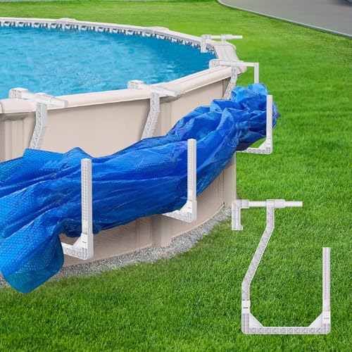 Pathneer White Pool Cover Holder for Above Ground Pools - 4 Pack Adjustable Hooks