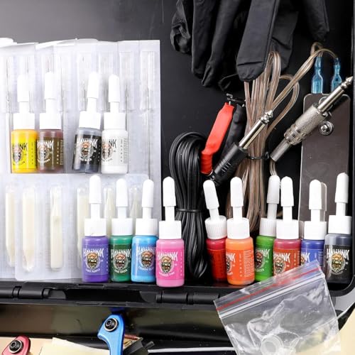 Purple Complete Tattoo Kit with 4 Machines, Power Supply, 14 Ink Colors & Accessories